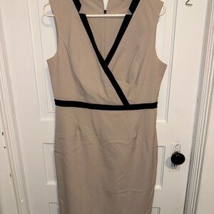 Calvin Klein Tan and Black Midi Dress